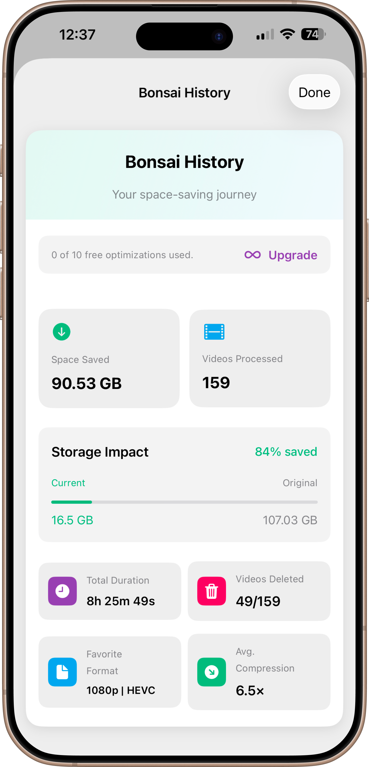 Bonsai App Interface