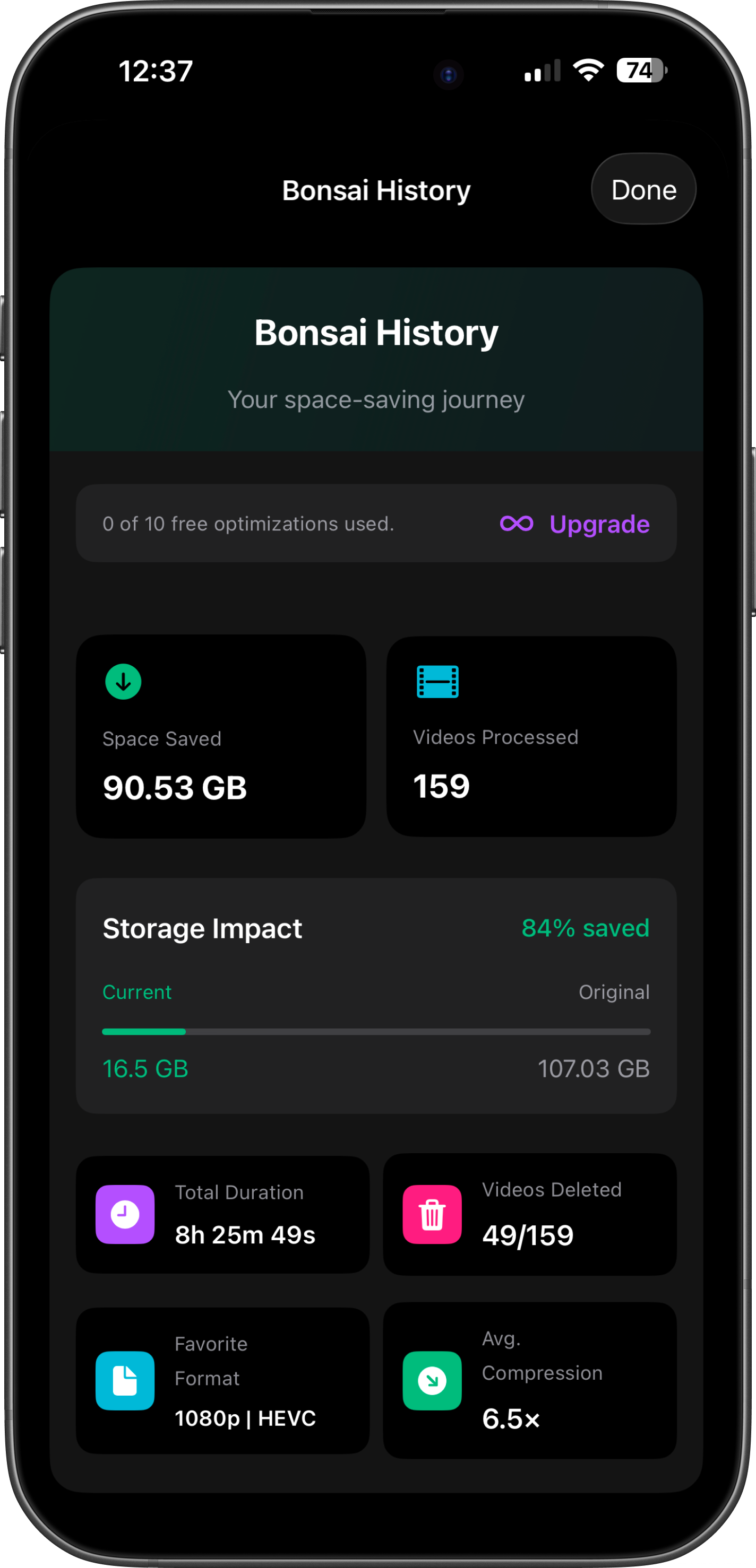 Bonsai App Interface